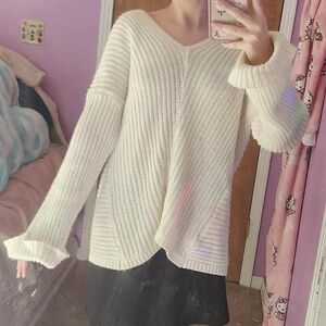 Elegant Cream V-Neck Sweater